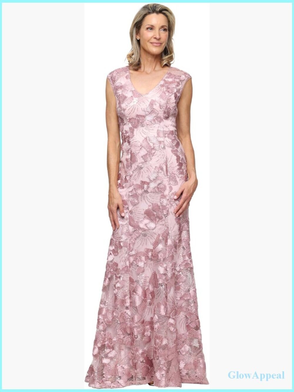 Long Sleeveless Soutache Rosette Mother of the Bride Gown A-Line